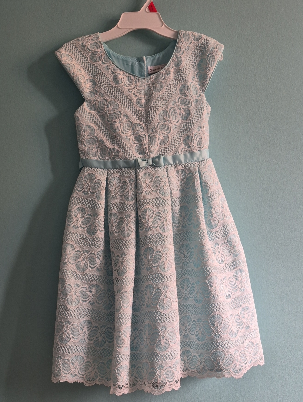 Jona Michelle Light Blue and White Lace Girls' Formal Dress
